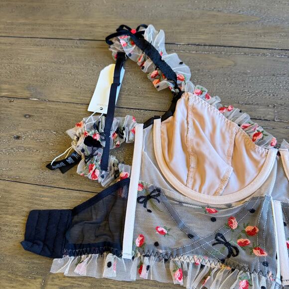 For Love & Lemons Lace Bow Corset Top NWT 32DD Coquette Renaissance Bustier Sexy - Picture 8 of 15